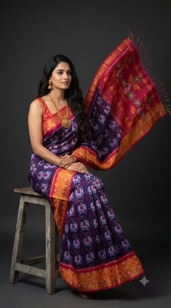 Pochampally Silk Cotton Saree with Blouse