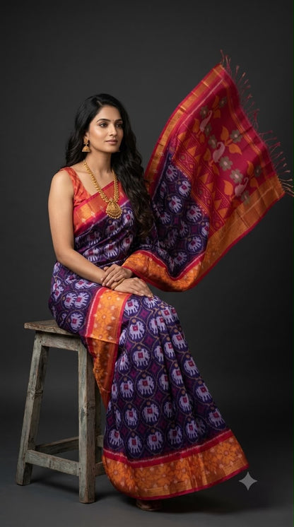 Pochampally Silk Cotton Saree with Blouse