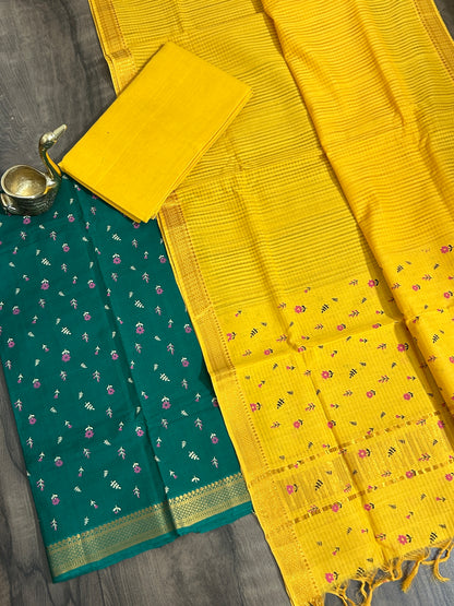 Mangalagiri Cotton Dress Material with zari border
