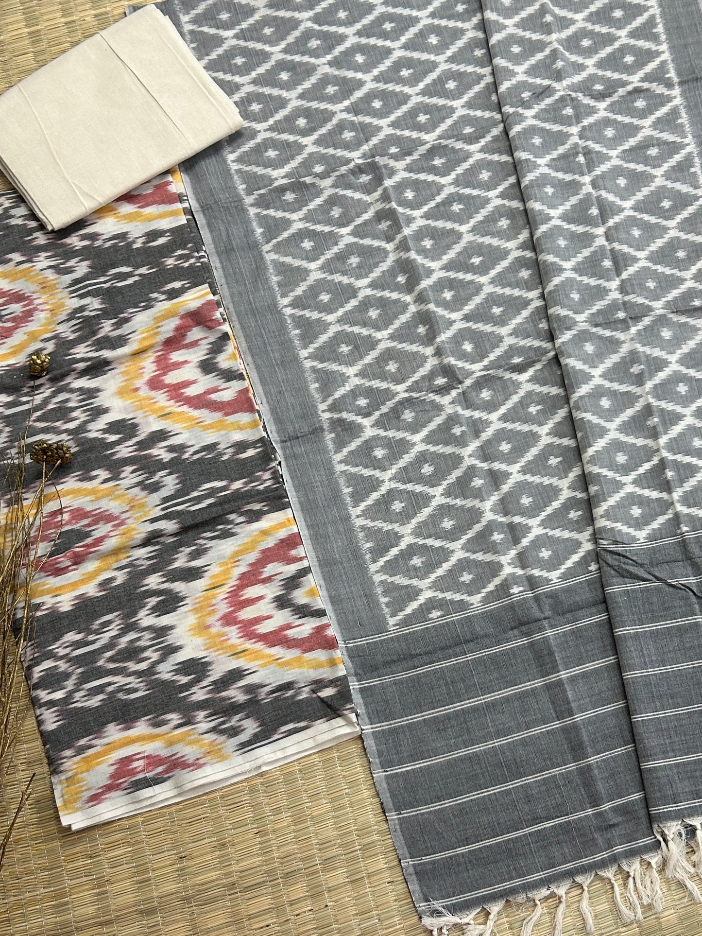 Double Ikat Cotton Dress Material with Uzbek top