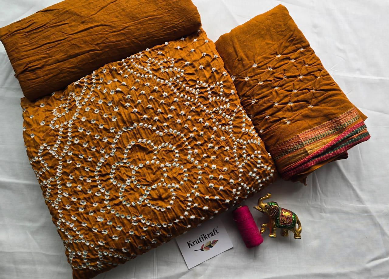 Bandhej Satin Cotton Dress Material