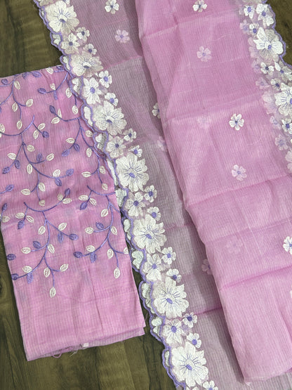 Embroidered Kota Dress Material