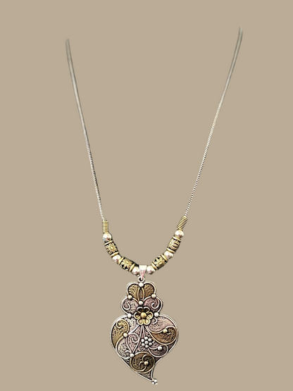 Dual Tone German Silver Oxidized Necklace