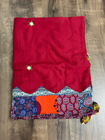 Appliqué and Mirror Work Cotton Dupatta