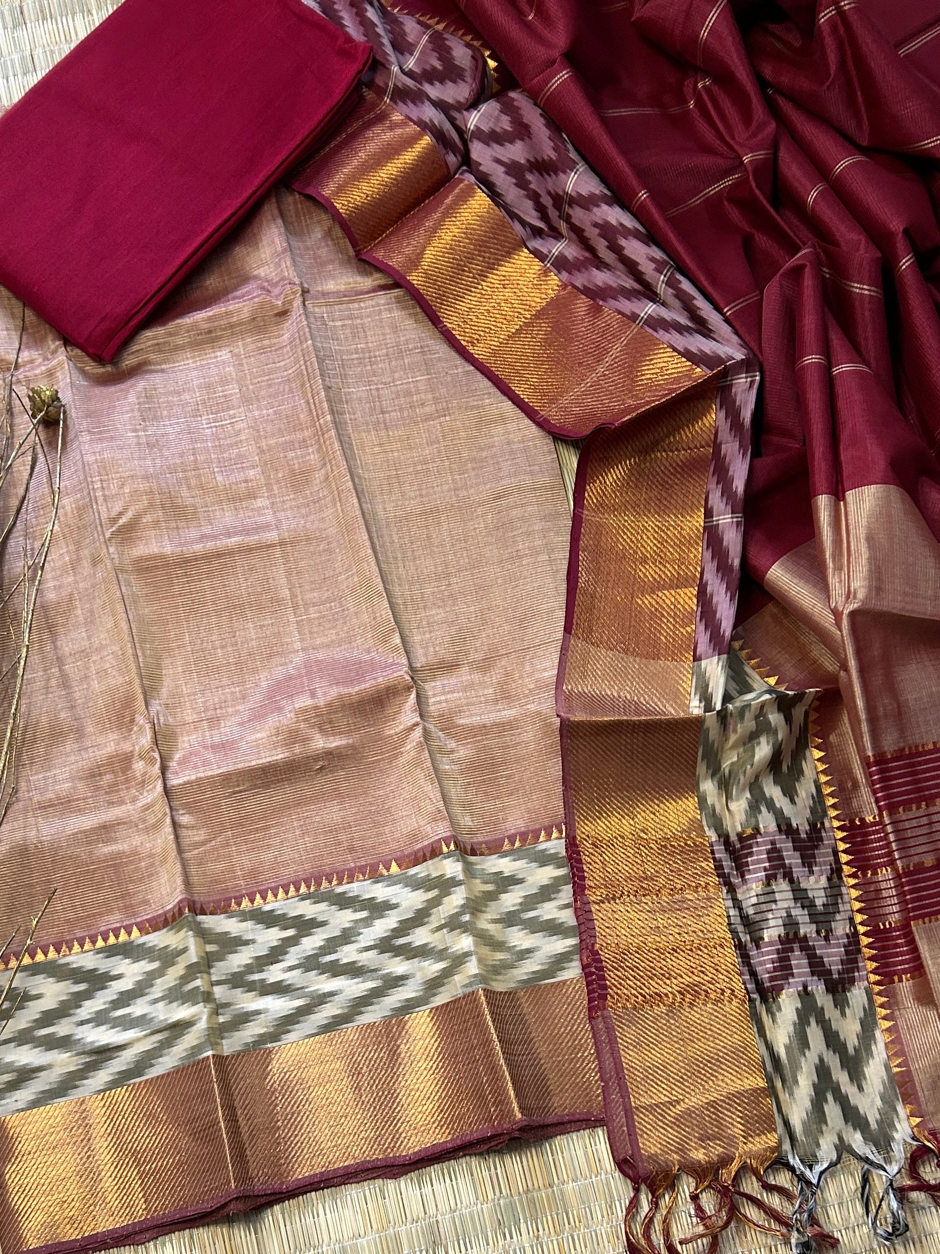 Mangalagiri Silk Dress Material with ikat Border