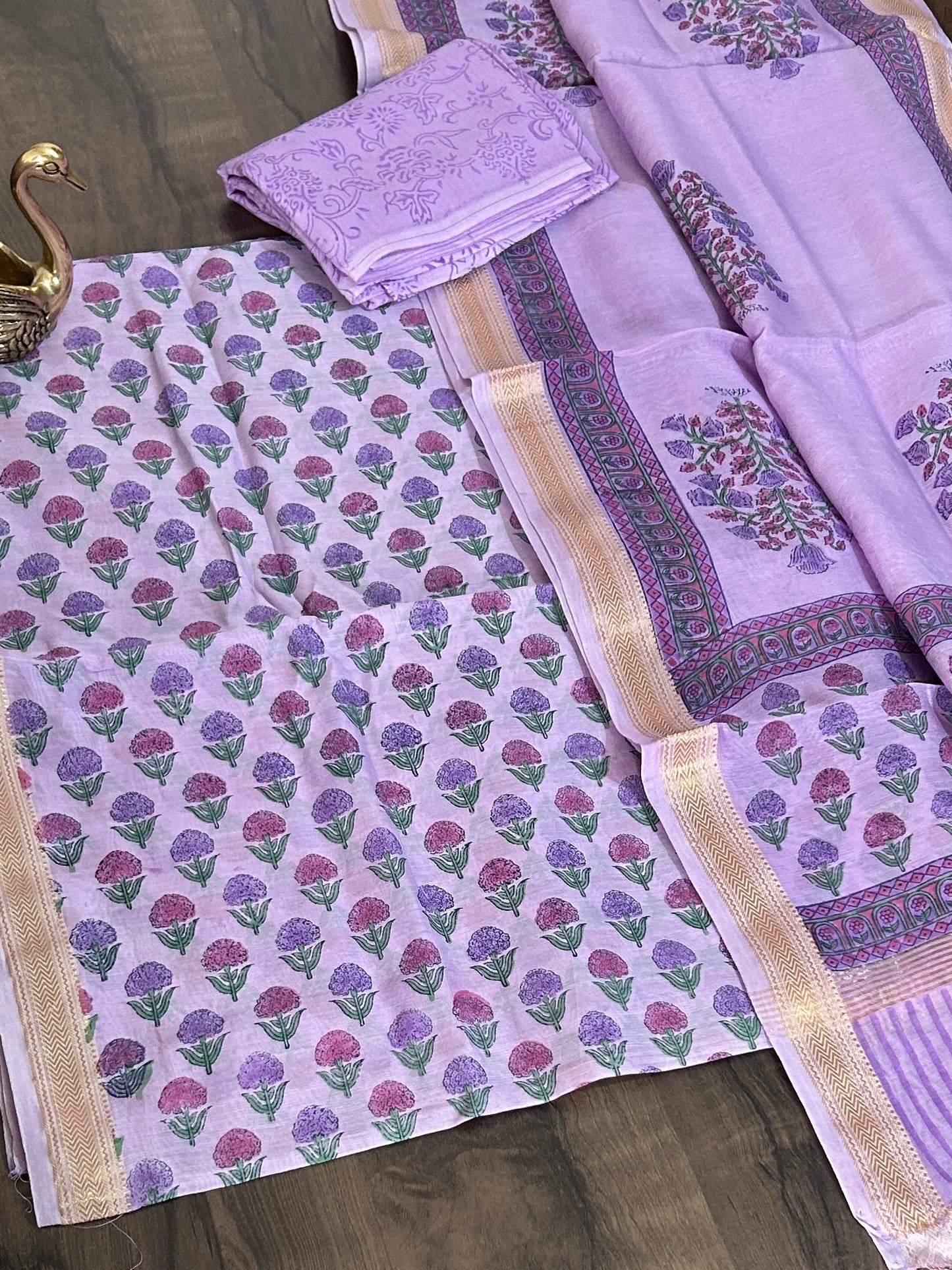 Hand Painted Maheshwari Silk Cotton Dress Material