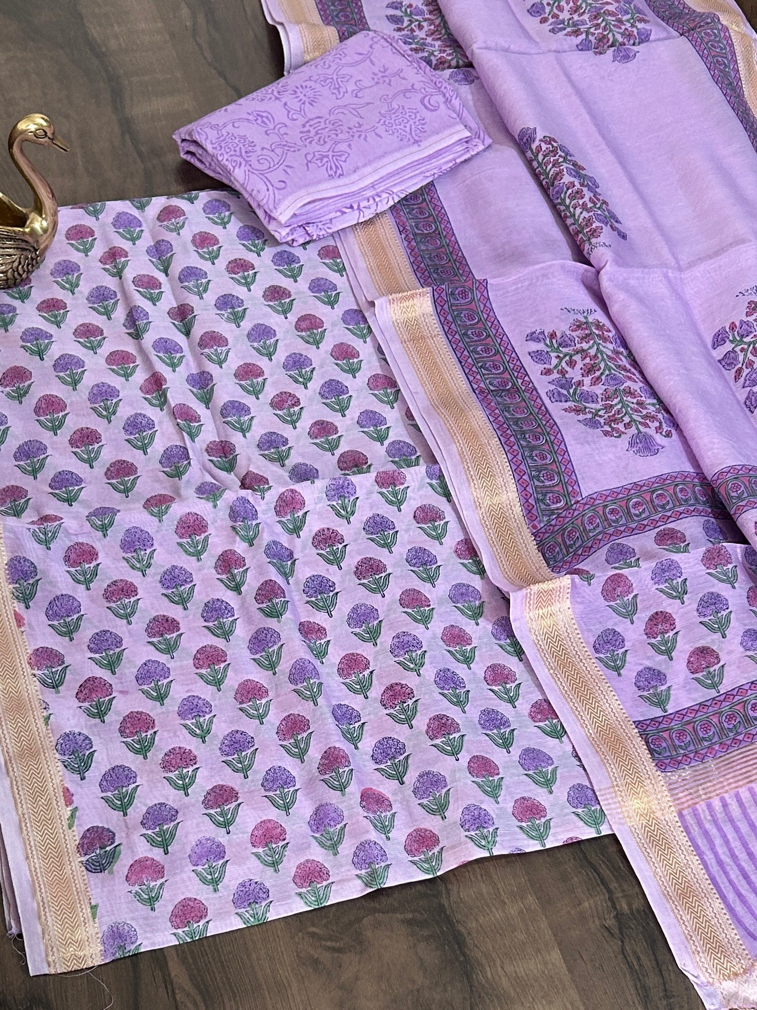 Hand Painted Maheshwari Silk Cotton Dress Material