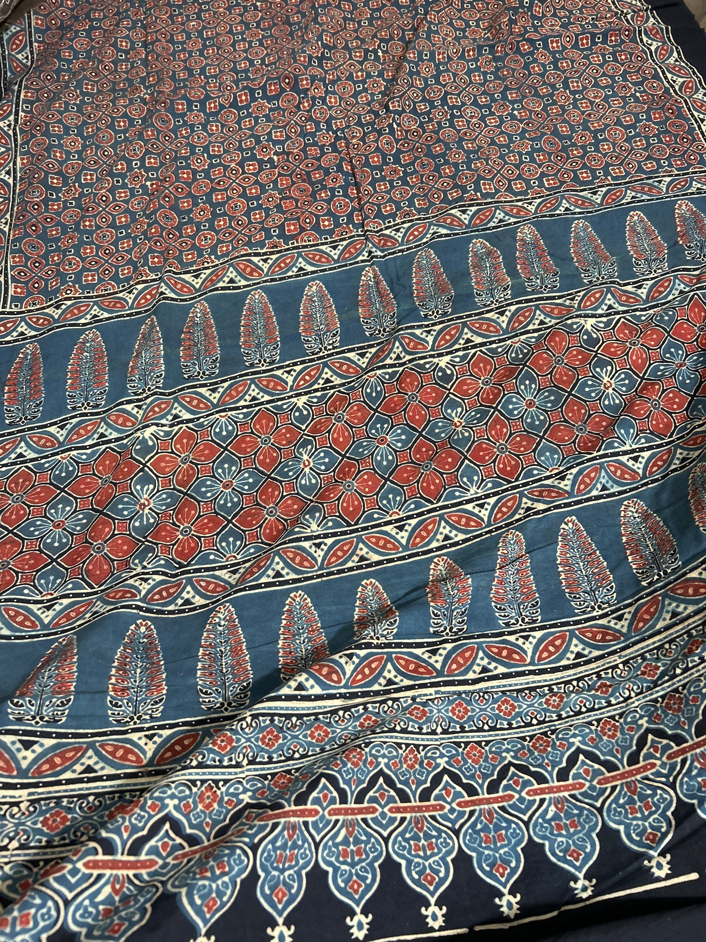 22. Ajrakh Cotton Saree with Blouse