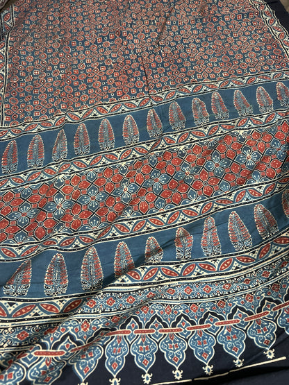 22. Ajrakh Cotton Saree with Blouse