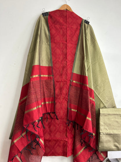 14.Ikat Silk Cotton Dress Material