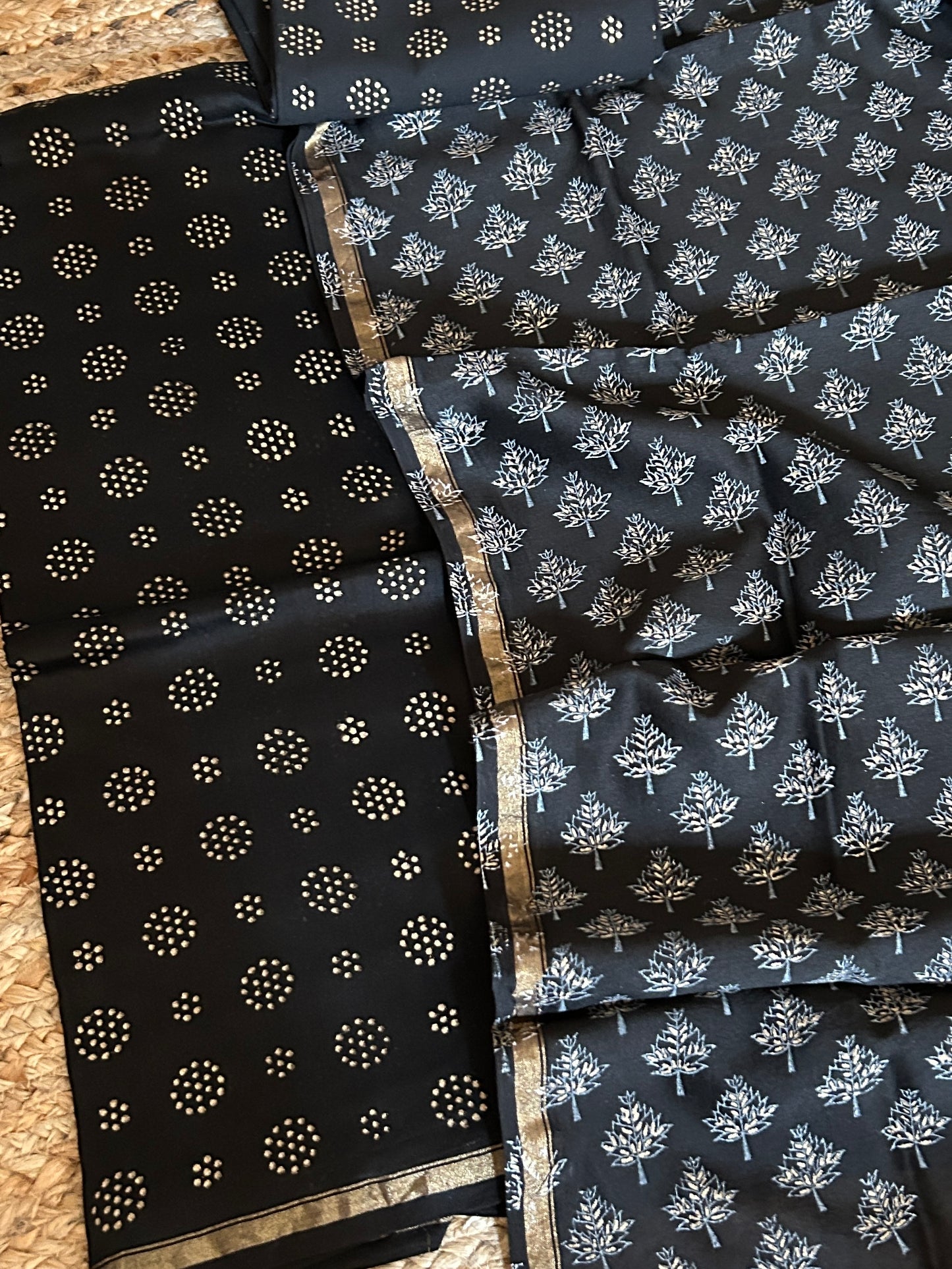 Hand BlockPrint Chanderi Silk Cotton Dress Material