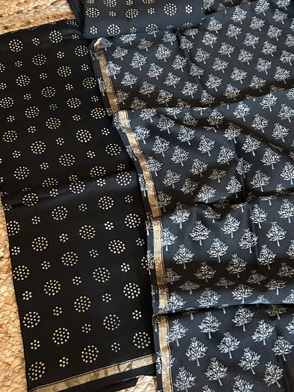 Hand BlockPrint Chanderi Silk Cotton Dress Material