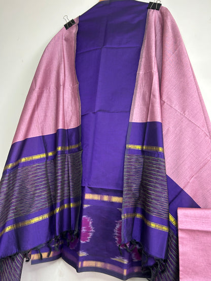 Ikat Silk Cotton Dress Material