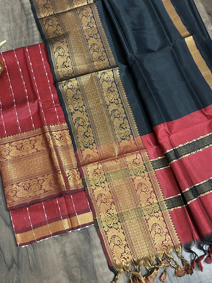 Mangalagiri Silk Dress Material with Kanchi Border