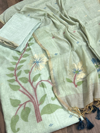 Mal Chanderi Jamdani Dress Material
