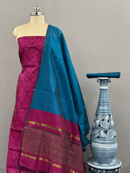 Ikat Cotton Silk Dress Material