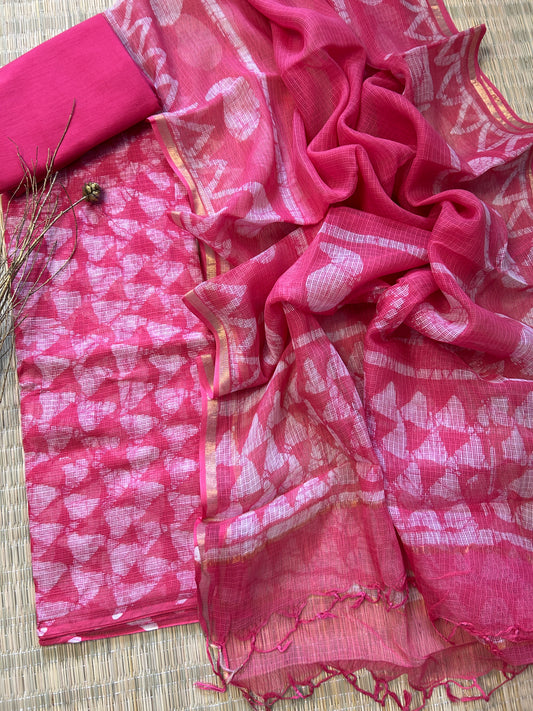 Ajrakh Print Hand BlockPrint Kota Doriya Dress Material