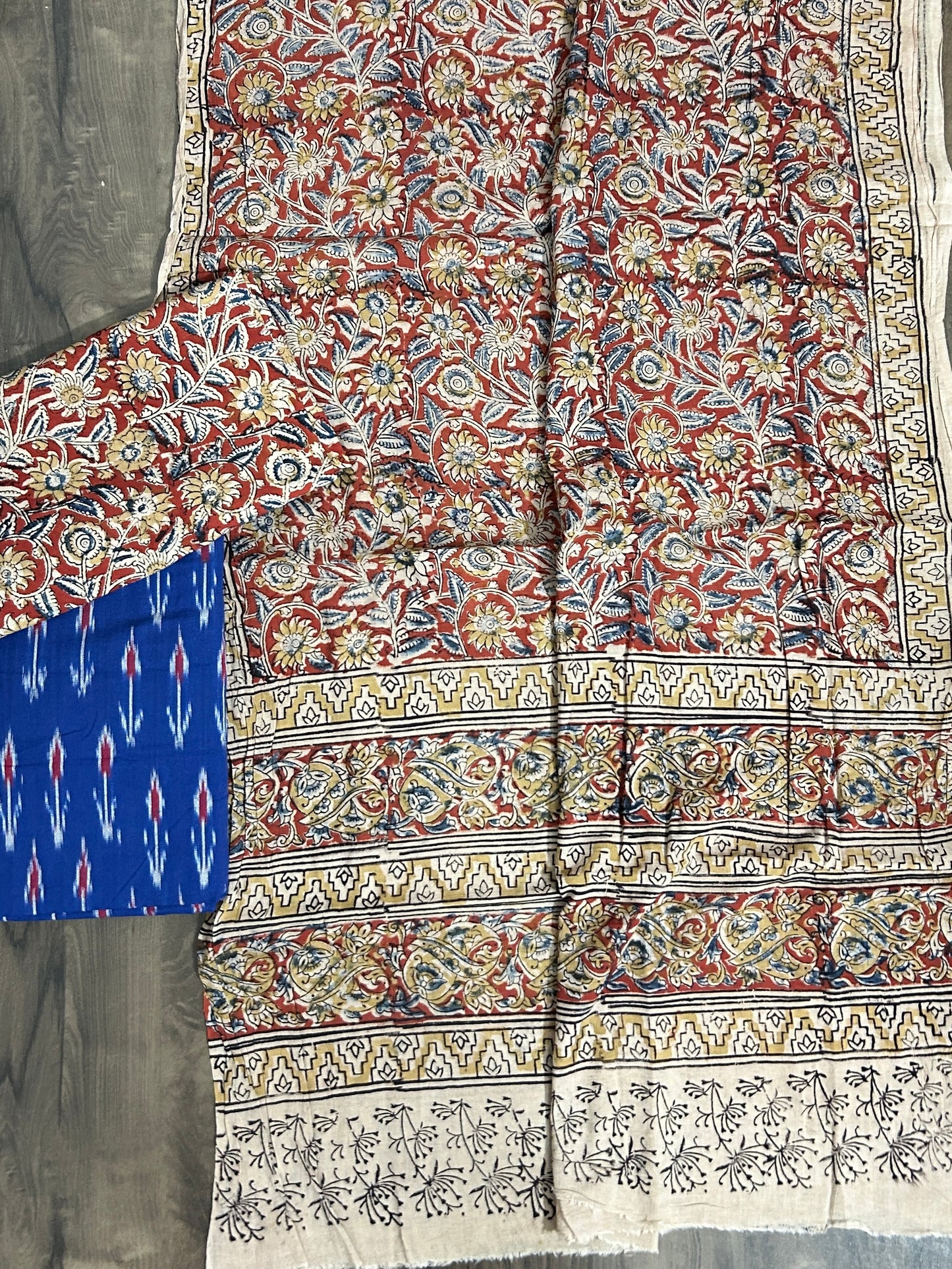 Ikat Kalamkari Cotton Dress Material
