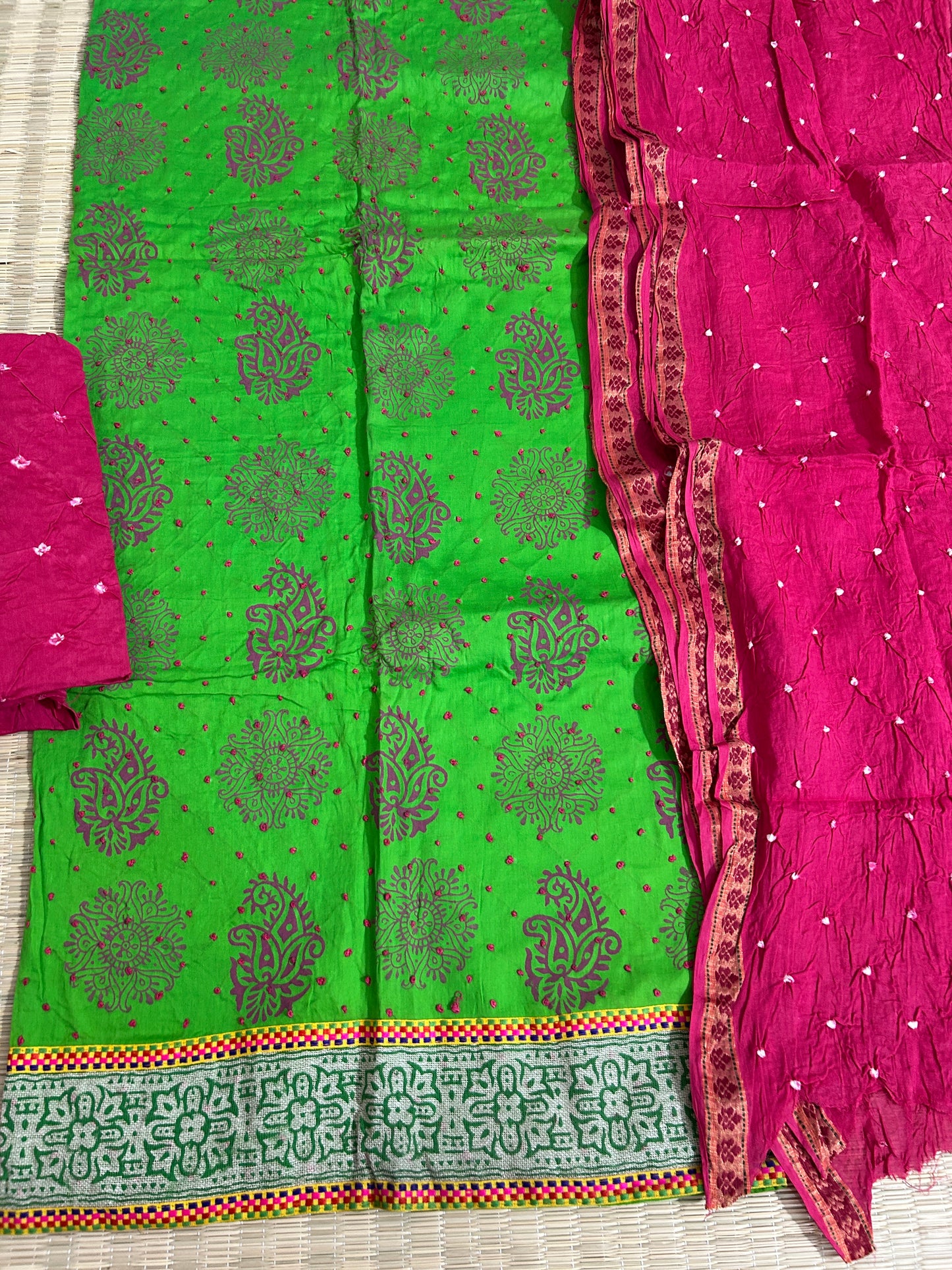 Cotton Bandhani Dress Material