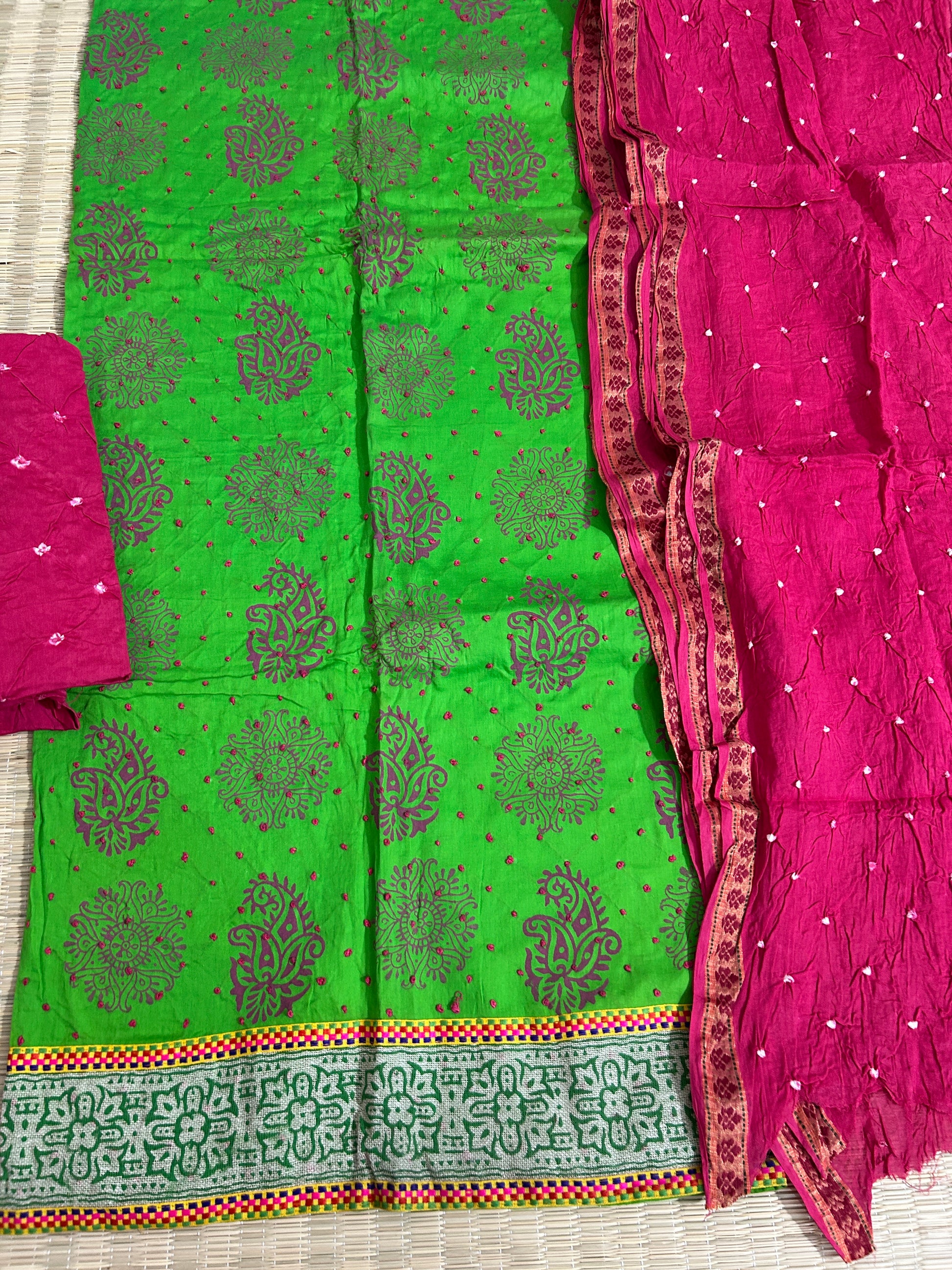 Cotton Bandhani Dress Material