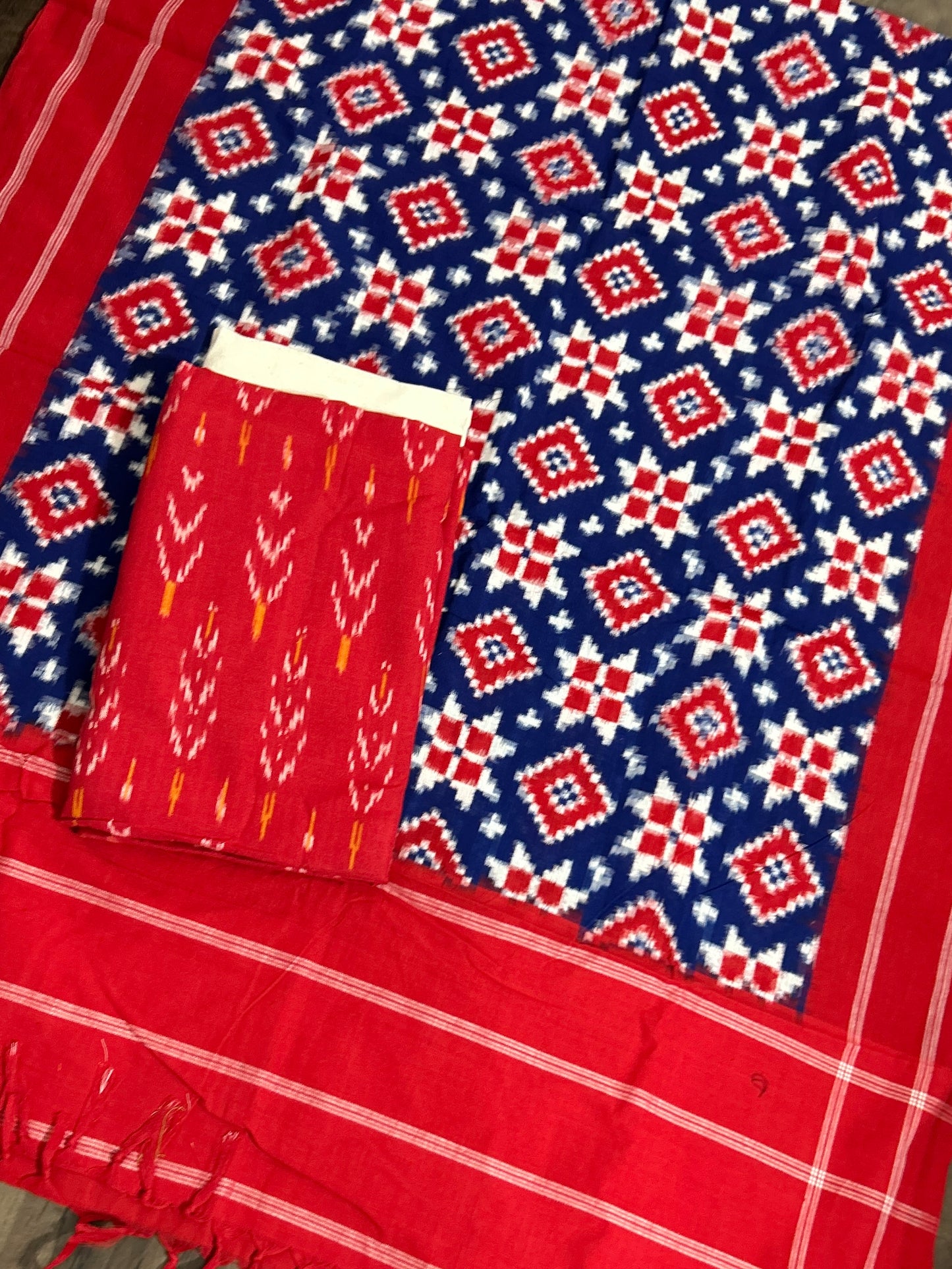 Telia Rumal Double Ikat Cotton Dress Material