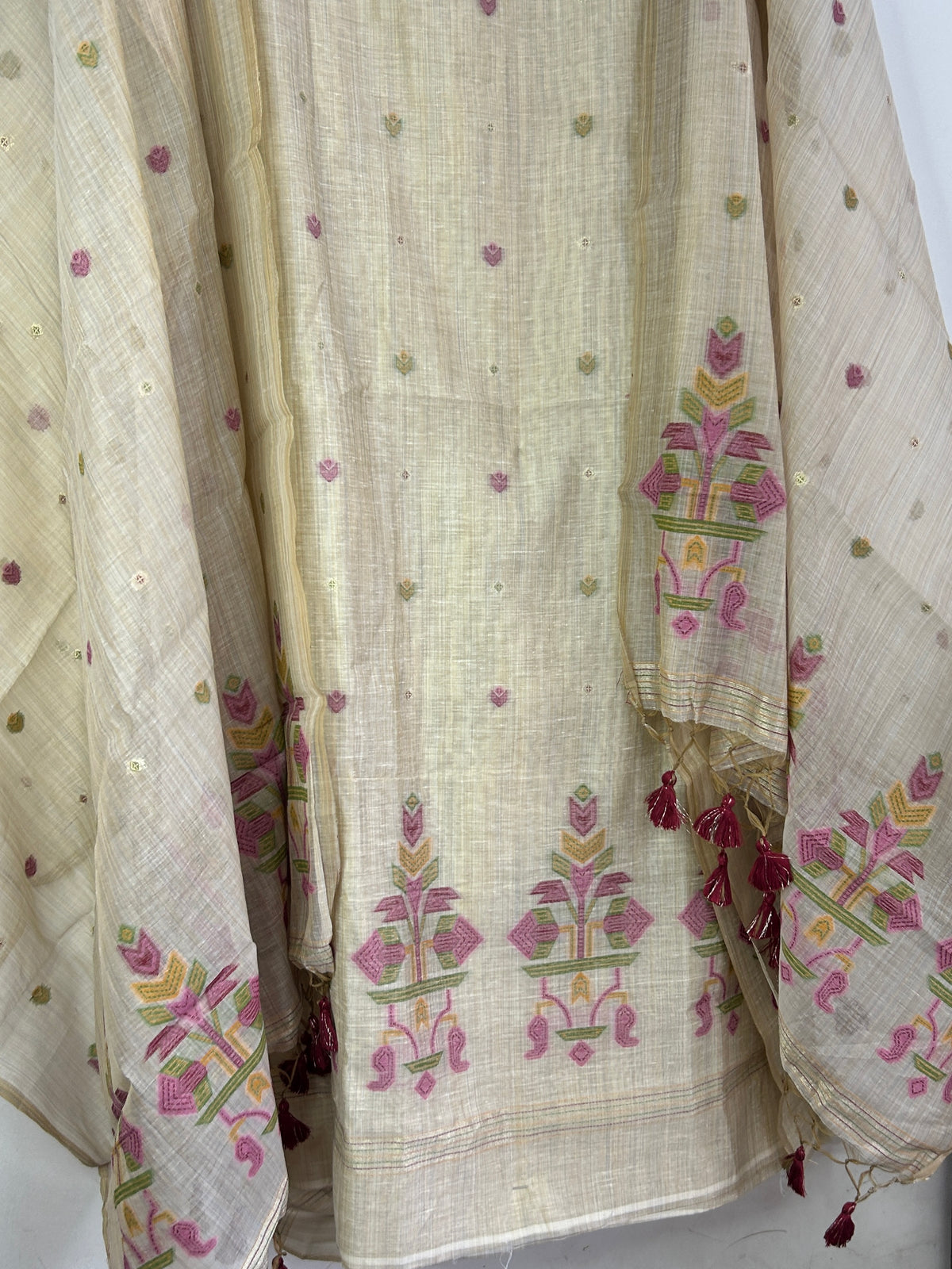 Assam Muga Silk Cotton Hand Woven Dress Material
