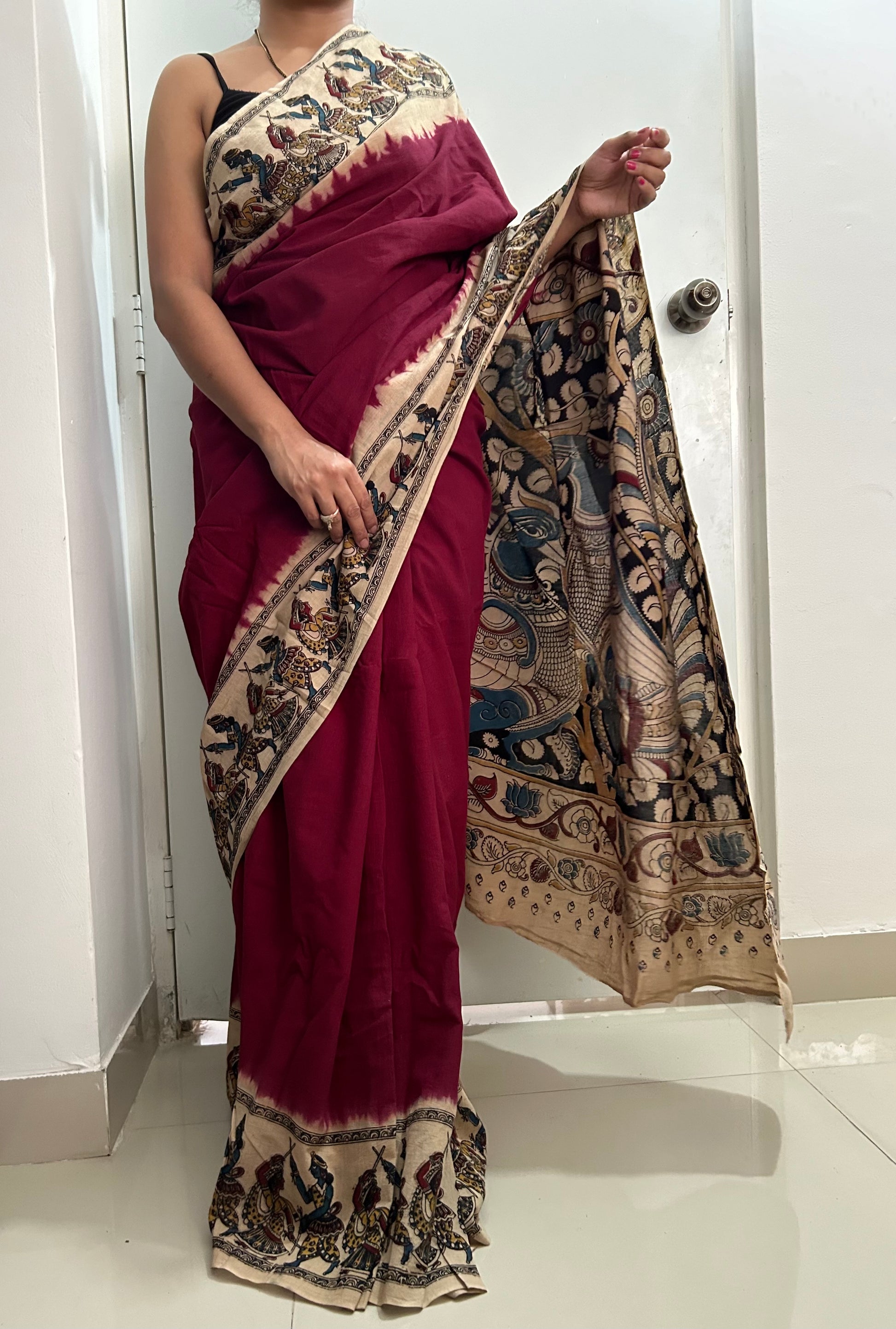 Kalamkari Cotton Saree with Blouse