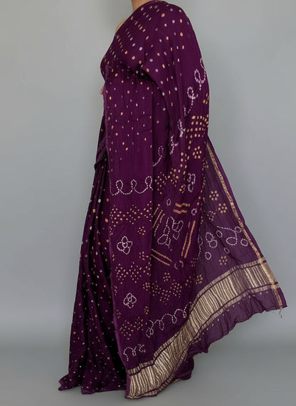 Bandhej Modal Saree with lagdi Pallu *