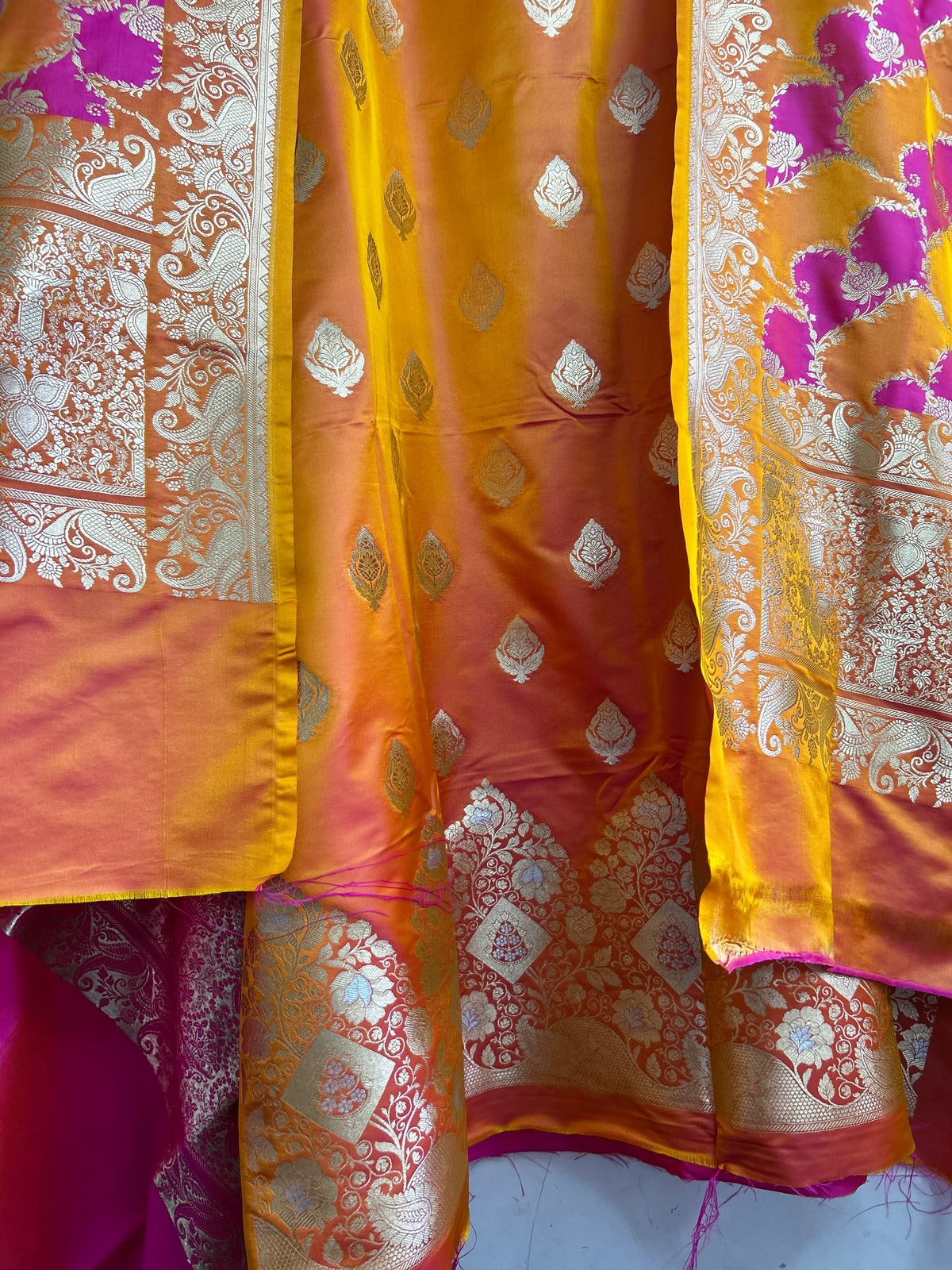 Dual Shaded Banarasi Silk Dress Material