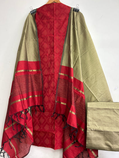 14.Ikat Silk Cotton Dress Material
