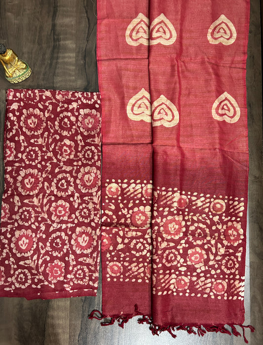 Batik Silk cotton top dupatta set