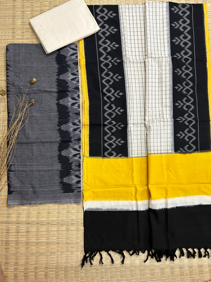 Double Ikat Cotton Dress Material with Uzbek Top
