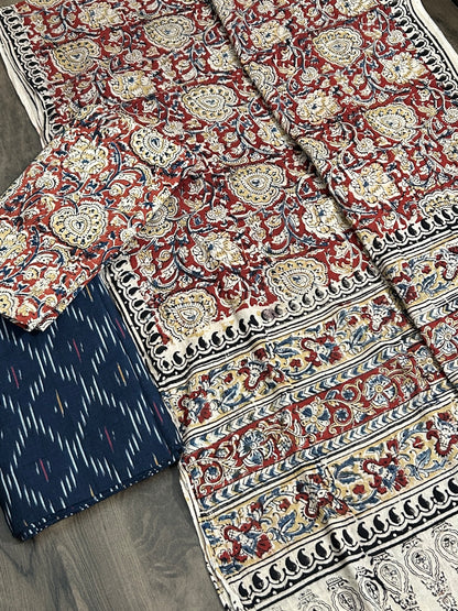 Ikat Kalamkari Cotton Dress Material