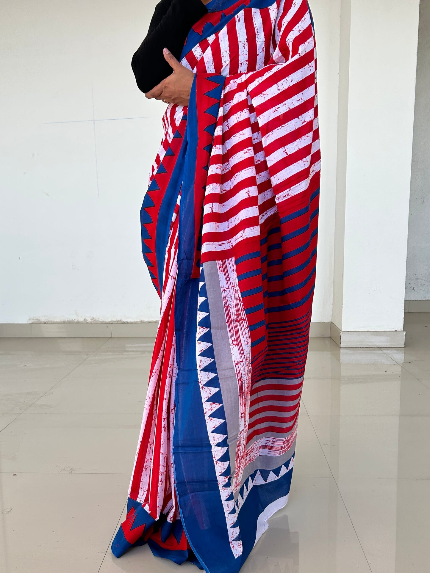 Hand BlockPrint Cotton Saree with Blouse
