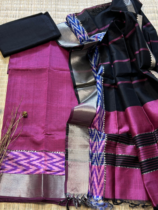 Mangalagiri Silk Dress Material with ikat Border