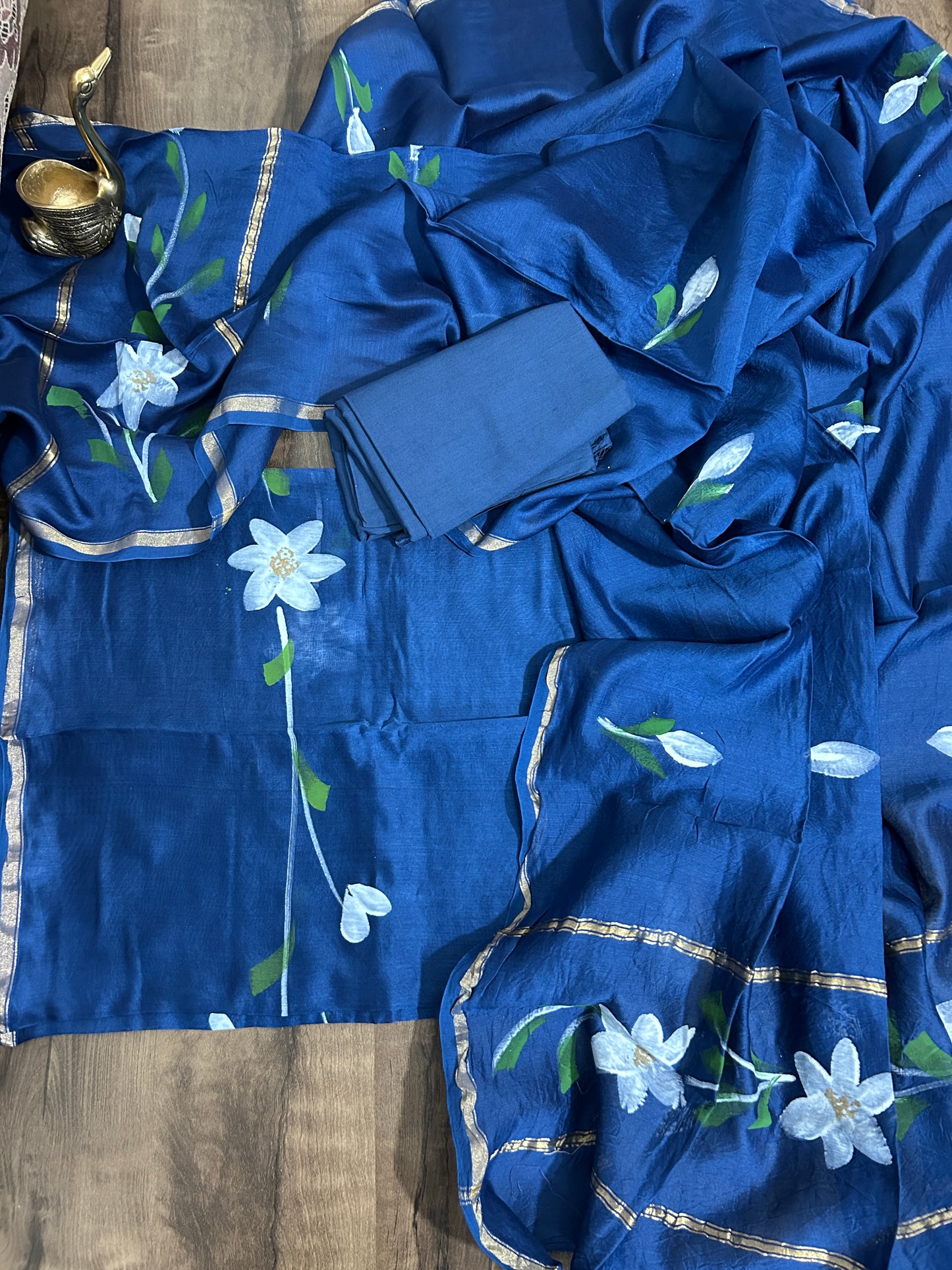 Hand Painted Chanderi Silk Cotton Dress Material