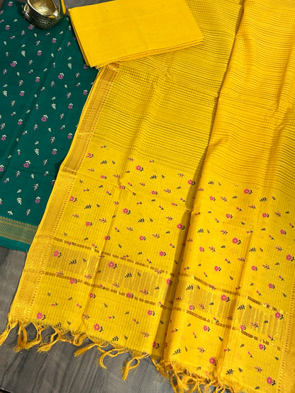 Mangalagiri Cotton Dress Material with zari border