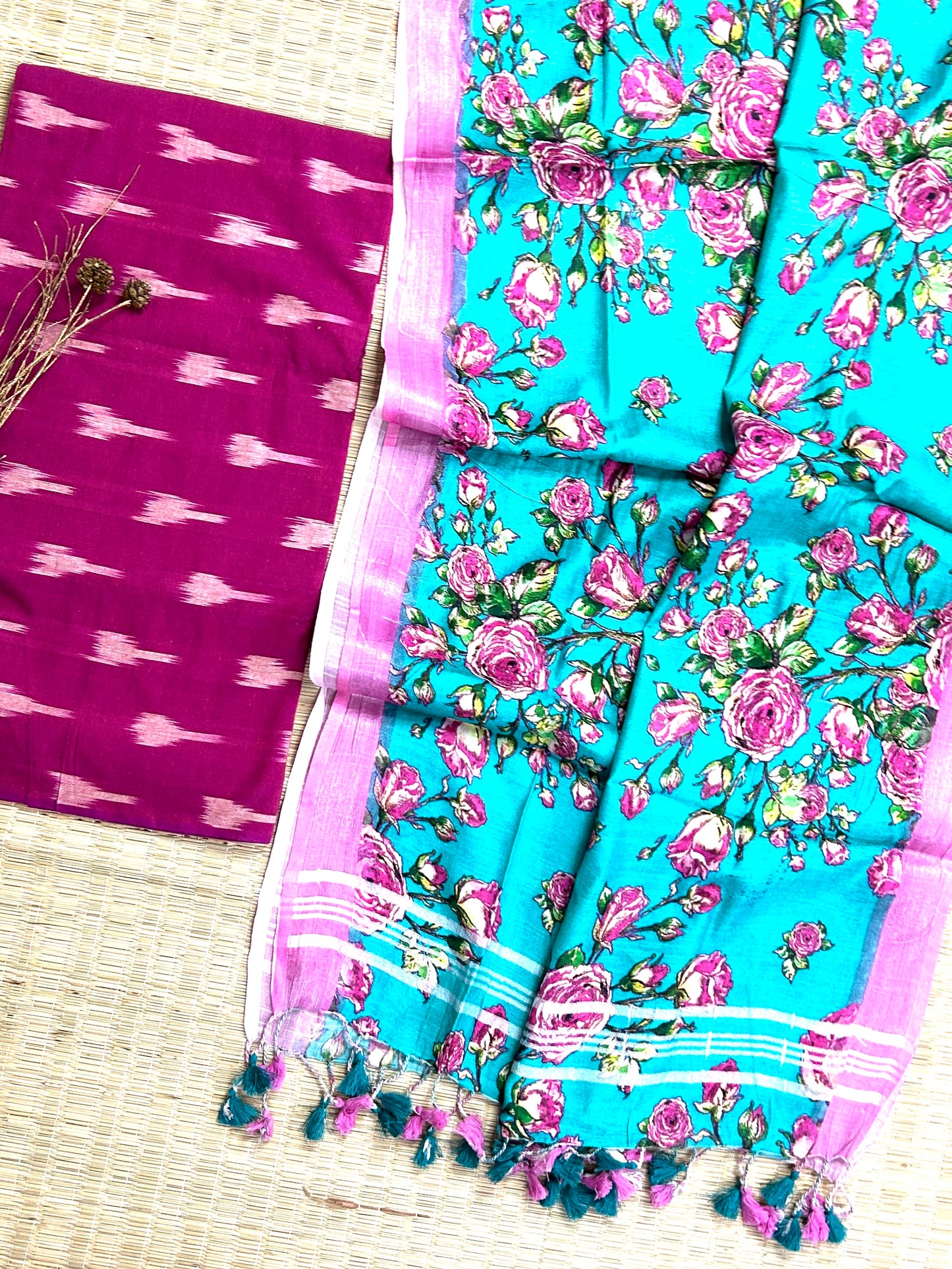 Ikat Top with Linen Dupatta
