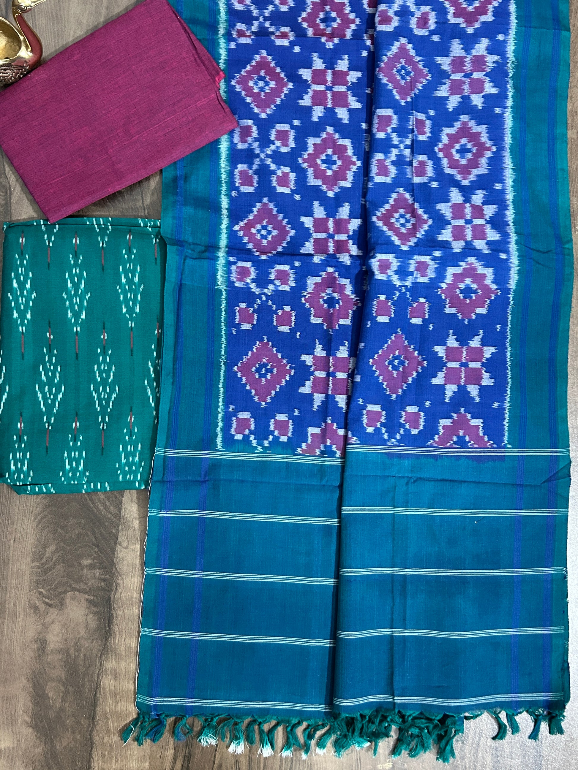 Telia Rumal Double Ikat Cotton Dress Material