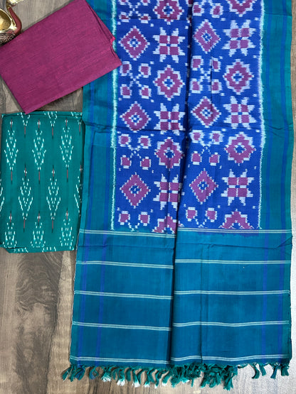 Telia Rumal Double Ikat Cotton Dress Material