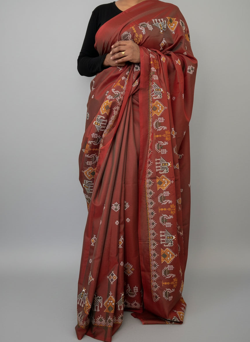 Kasuti work Malai silk saree with Blouse&nbsp;