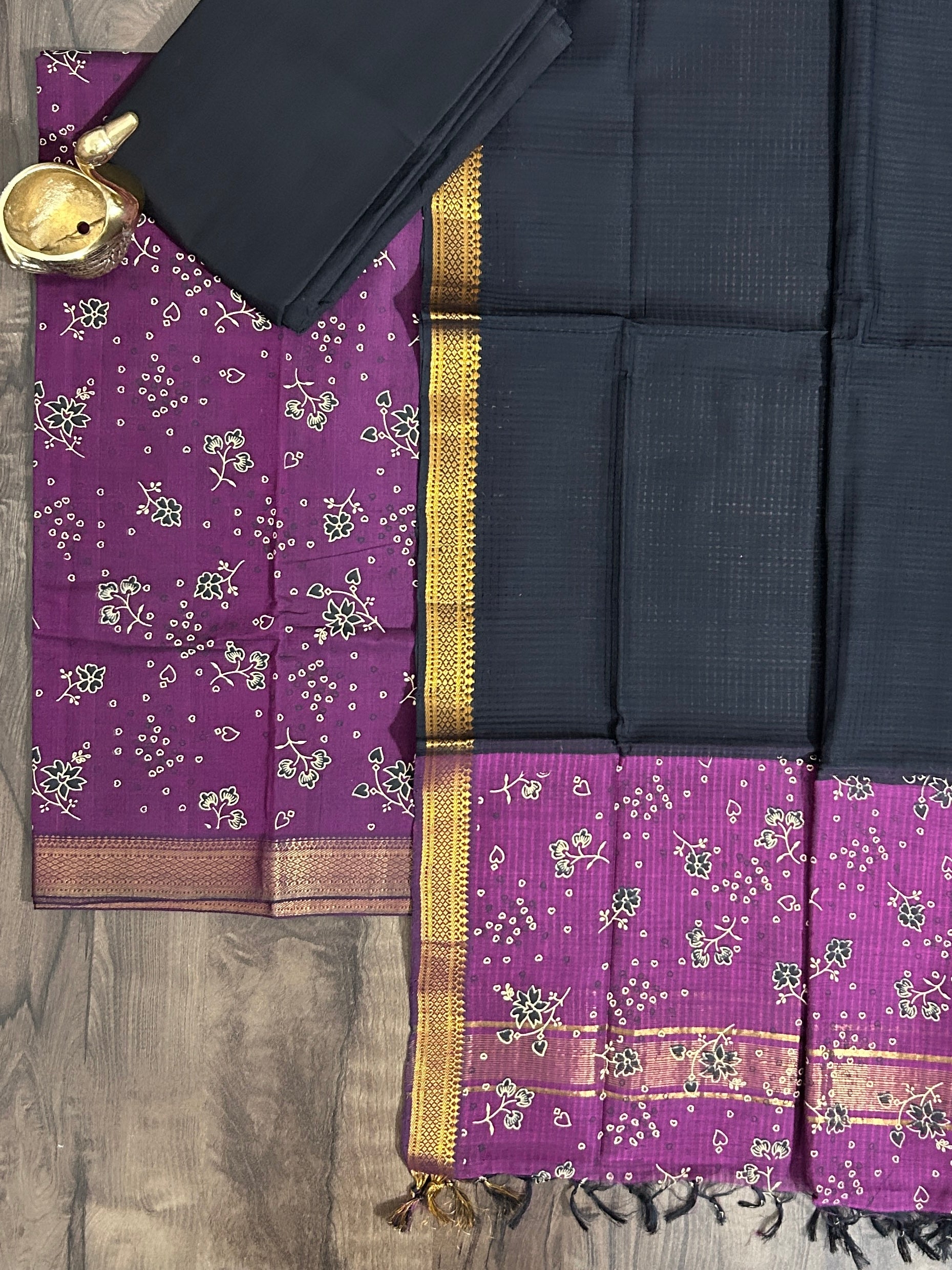Mangalagiri Cotton Dress Material with zari border