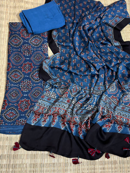 Ajrakh Modal Silk Dress Material