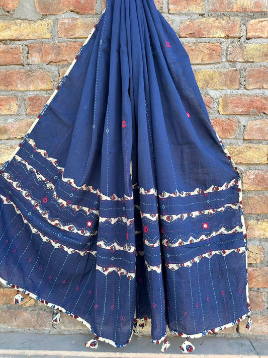 Appliqué and Mirror Work Cotton Dupatta