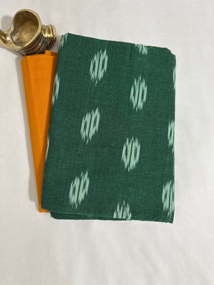 Green yellow Ikat Cotton Top Bottom Set