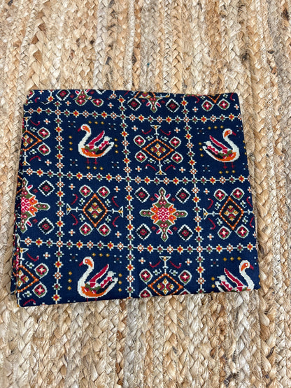 Navy Blue Patola Print Top Material