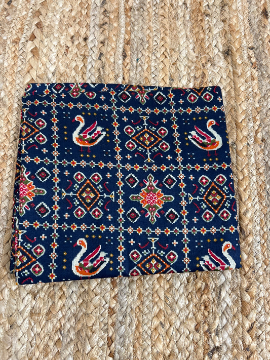 Navy Blue Patola Print Top Material