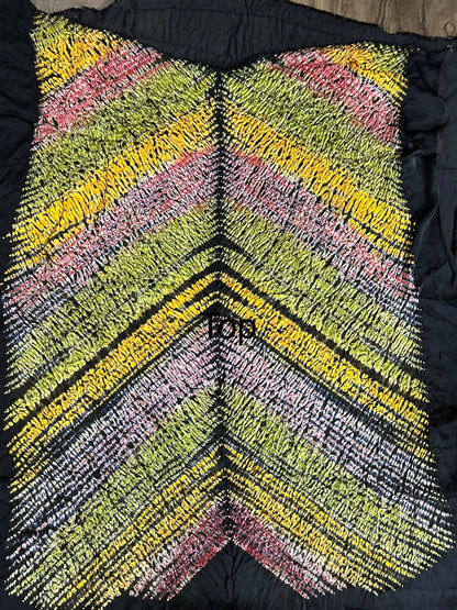 Maroon Multi Coloured Shibori Modal Silk Dress Material