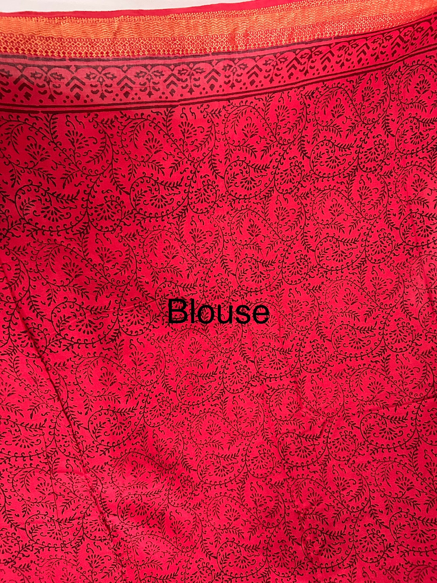 Bagh Print Cotton Saree with Zari Border
