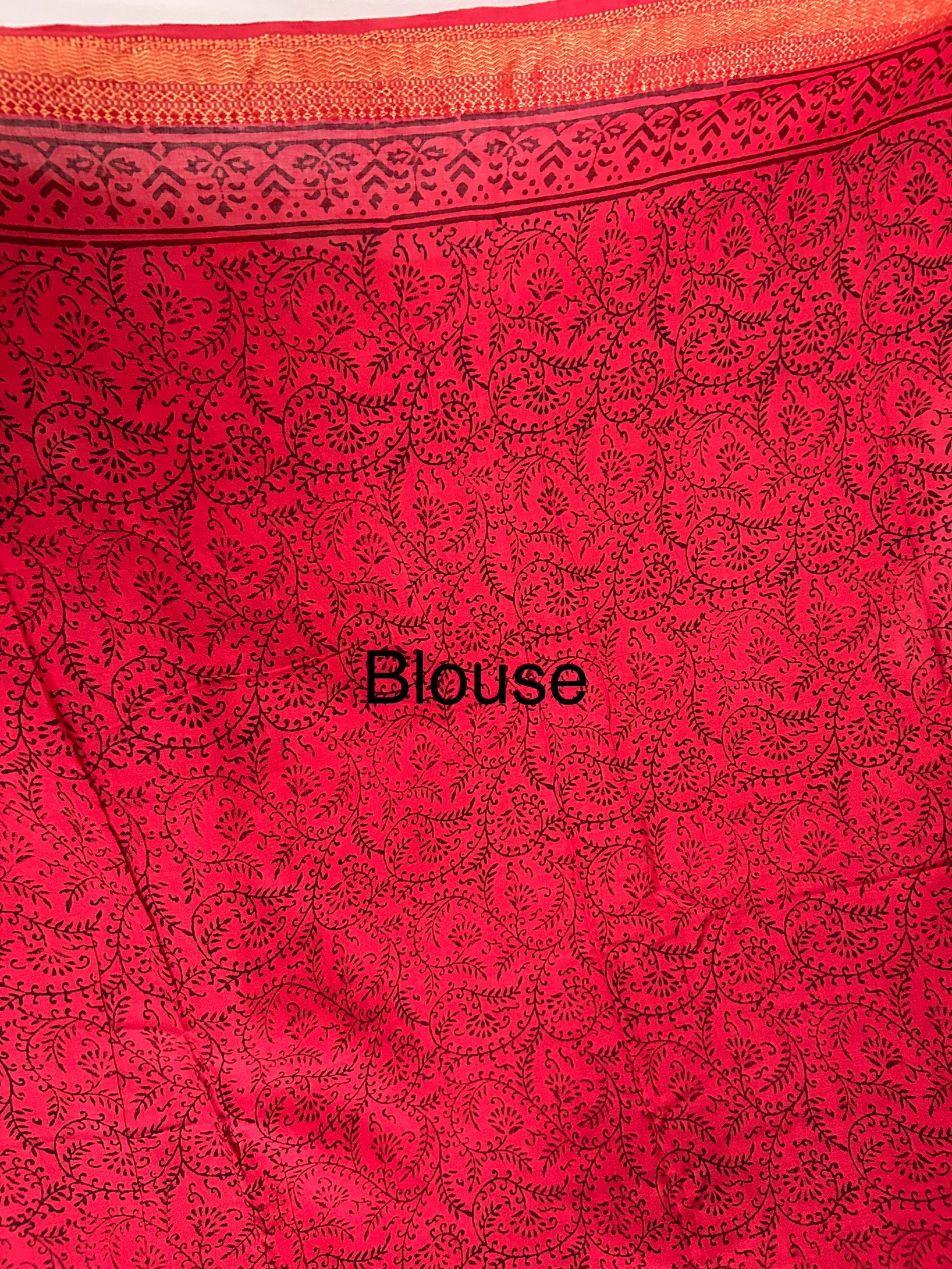Bagh Print Cotton Saree with Zari Border